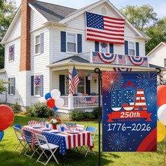250 Anniversary USA Garden Flag, 250th 12×18 inches, Blue, Inch
