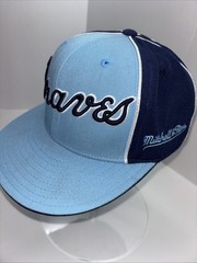 Atlanta Braves 74 Baby Blue Navy Hat Cap Fitted Mitchell Ness Cooperstown 6 1/2