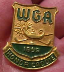 WESTERN GOLF ASSOCIATION HONOR CADDIE BADGE APPROX. 1&Prime; TALL