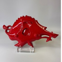 Arkansas Razorbacks Red Ceramic Hog Wild Boar Mascot Sculpture Figurine 11.5in