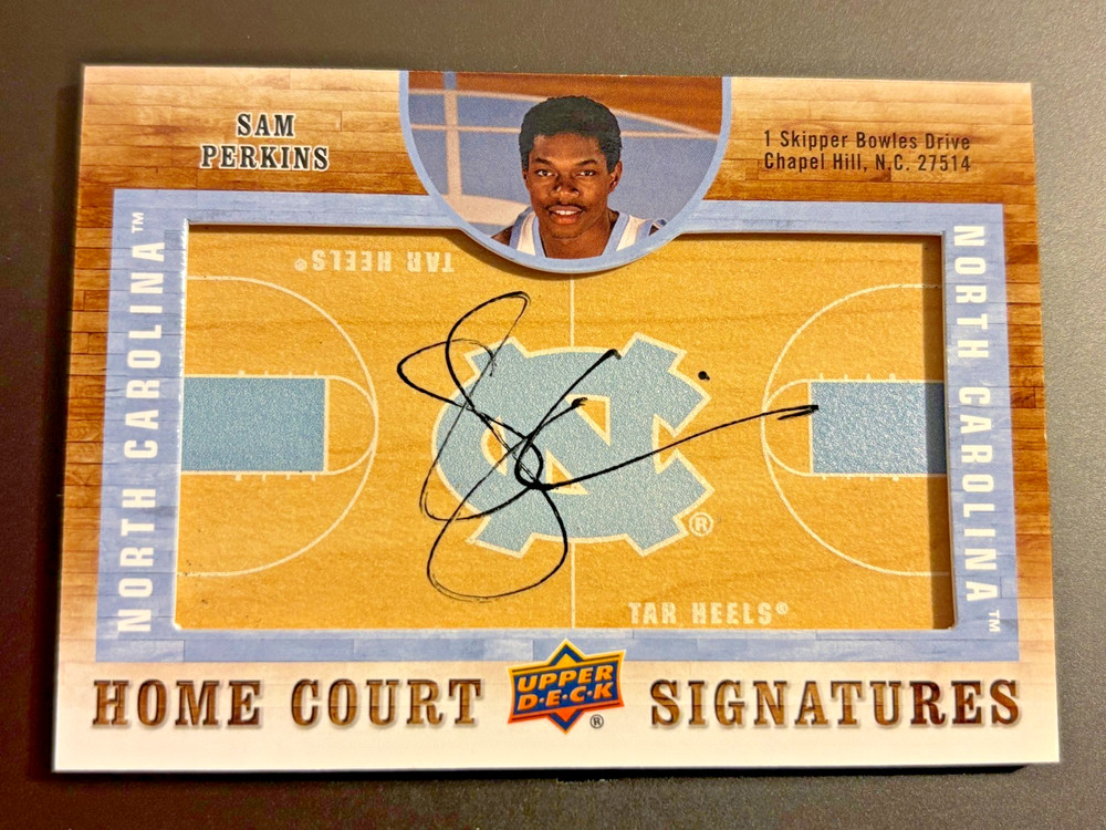 11-12 Upper Deck Home Court Signatures Sam Perkins Auto North Carolina Tar Heels
