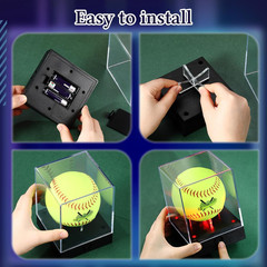 1 Pcs Softball Display Case with LED Light, Acrylic Light up Softball Display Ca