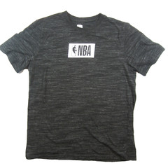 NBA Logo Short Sleeve T-Shirt. Thin, stretch material.Dark Gray Heather/Black. L
