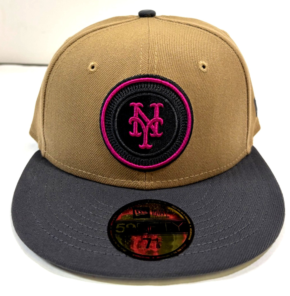 New York Mets MLB NE 2024 City Connect Fitted Hat~ Khaki/Charcoal