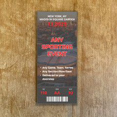Custom Sports Ticket Stub – Any Team, Game, Seat – Personalized Gift
