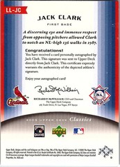 JACK CLARK 2005 Upper Deck #LL-JC Auto League Leaders Giants Cardinals A2818