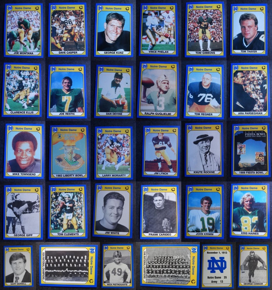 1990 Collegiate Collection Notre Dame Football Complete Your Set You U Pick