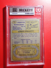 Greg Pruitt Beckett Slabbed Signed Topps Rookie Card Authentic