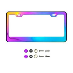 Red Blue Black Purple Chrome License Plate Frame Stainless Steel Metal Screw Cap