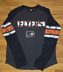 Philadelphia Flyers NHL License Long Sleeve Shirt Dark Gray/Black Size Large