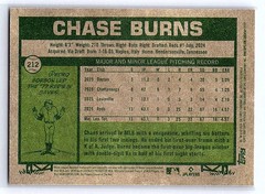 2026 Topps Heritage Chase Burns #212 RC Dark Grey Border Reds (179U)