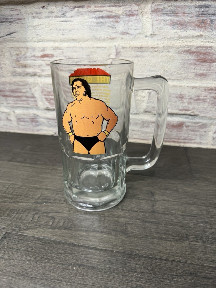 Vintage 1985 Andre The Giant WWF Titan Sports Glass Beer Mug Wrestling