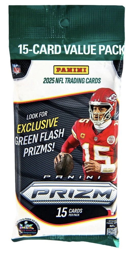2025 Panini Prizm NFL Football 15 Card Value Pack (1) ONE Pack Fat Pack