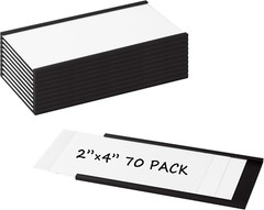 Magnetic Label Holders 2 » X 4 » 70 Pack with Paper Inserts and Clear Plastic…