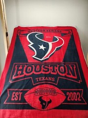 Houston Texans Est 2002 Throw Blanket Navy Blue And Red 50” X 58”