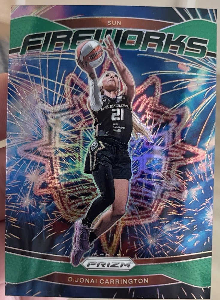 2024 Panini Prizm WNBA – Fireworks DiJonai Carrington #5 Green Prizm