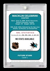 2024-25 Macklin Celebrini NHL Draft Day Future Stars Rookie Card #1 Sharks