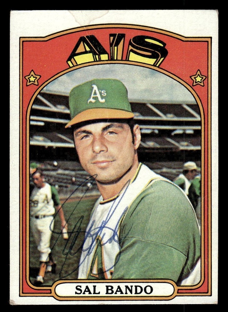 1972 Topps Baseball #650 Sal Bando Signed Autograph (no COA) ( crease)