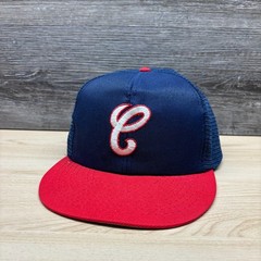 Vintage Cleveland Indians Hat Cap Snap Back Blue Red Trucker Mesh MLB 90s Annco