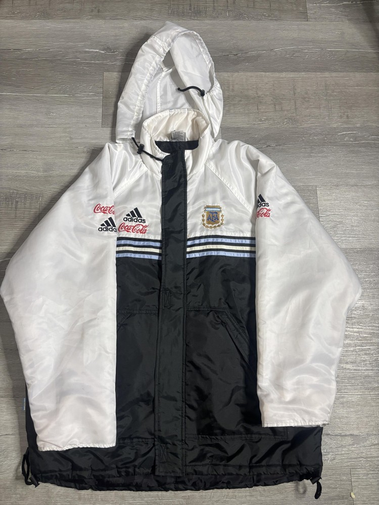 Argentina Jacket Mens Large Black White Soccer Adidas Coca Cola AFA Windbreaker