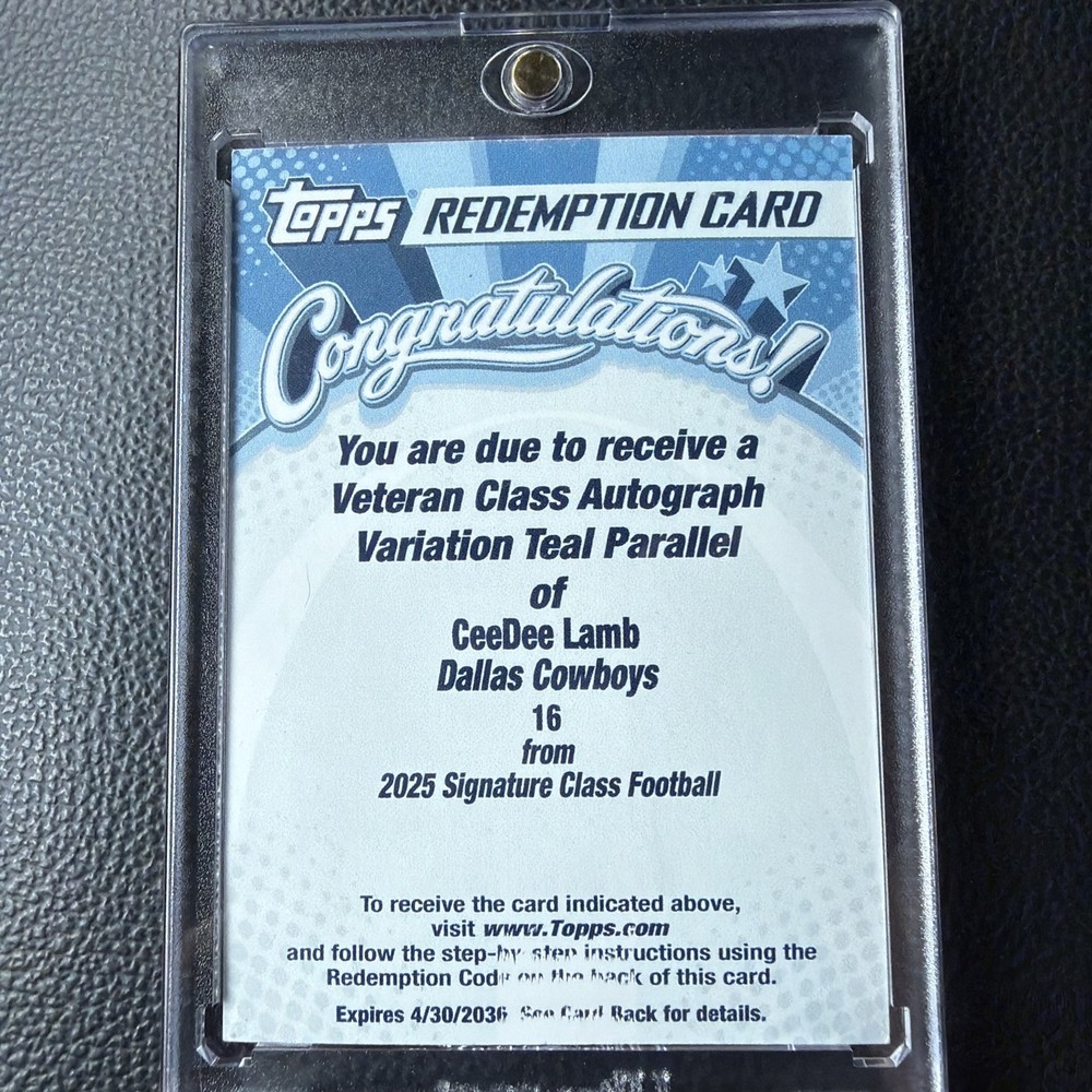 Topps Signature Class 2025 CeeDee Lamb Cowboys Teal Parallel Auto Redemption