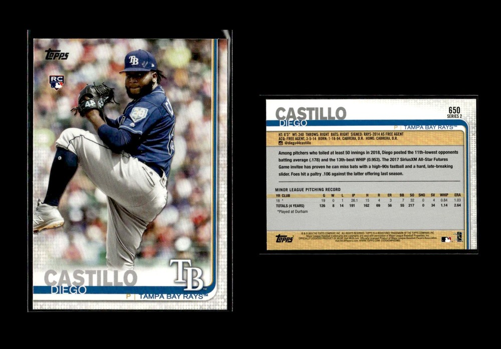 2019 Topps – #650 Diego Castillo RC – Tampa Bay Rays