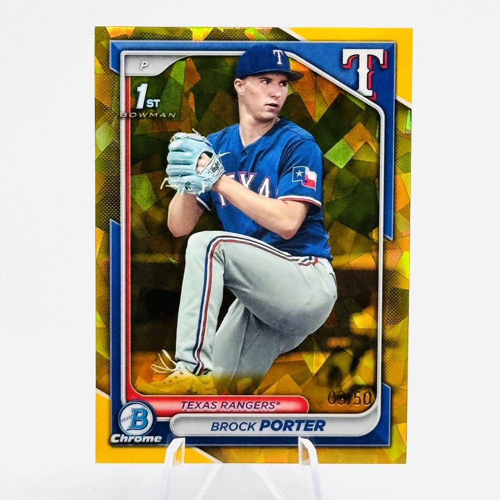 BROCK PORTER 2024 Bowman Chrome Sapphire 1st Bowman Gold /50 #BCP-36 – Rangers