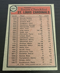 1981 Topps – St. Louis Cardinals Team Checklist – Whitey Herzog – #684