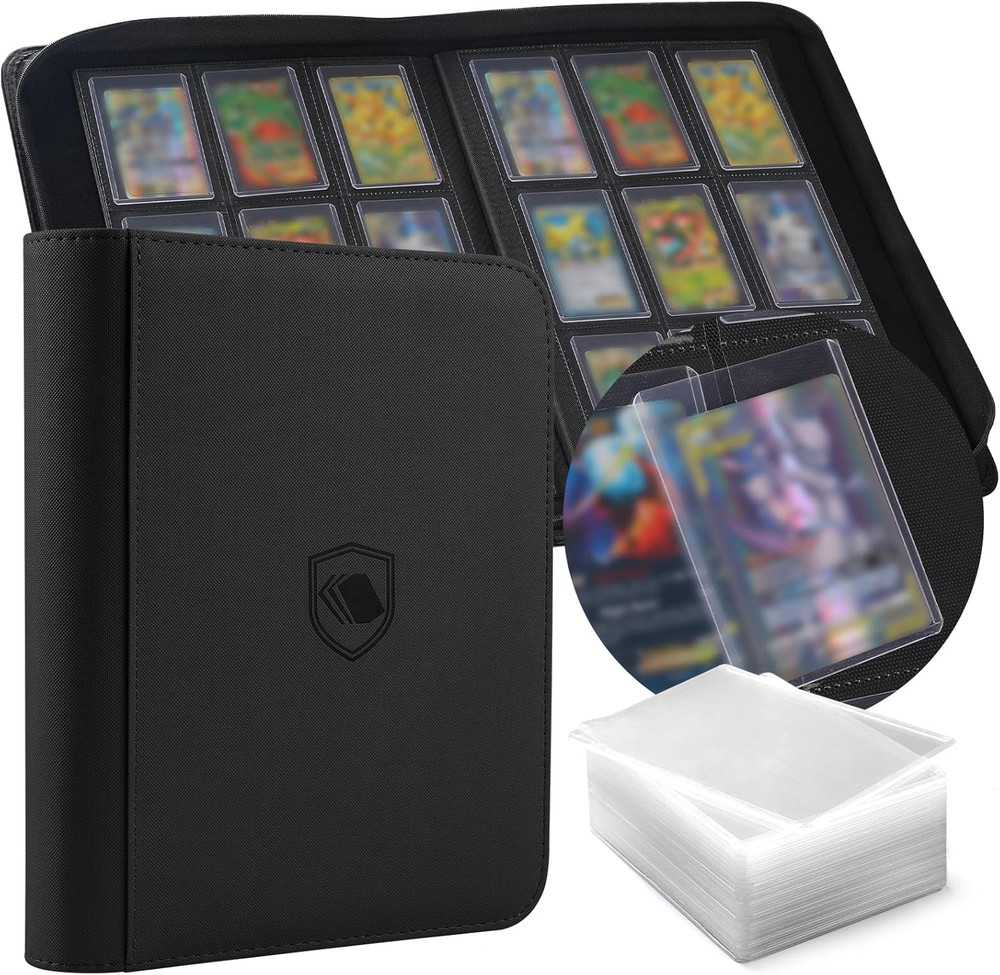 Top Loader Binder 9 Pocket, Holds 360 Toploaders, 100 Toploaders INCLUDED |