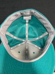 MIAMI DOLPHINS THROWBACK LOGO AQUA WITH DARK ORANGE POLKA DOTS FITTED HAT
