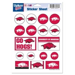 Arkansas Razorbacks Vinyl Sticker Sheet 17 Decals 5×7 Inches Free Shipping