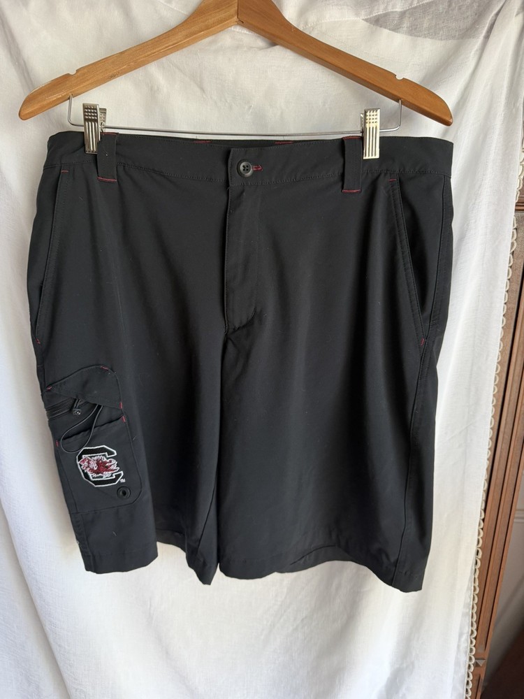Mens South Carolina Gamecocks Shorts Columbia PFG Embroidered Black Sz 36
