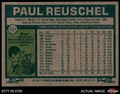 1977 Topps #333 Paul Reuschel Cubs RC 6 – EX/MT