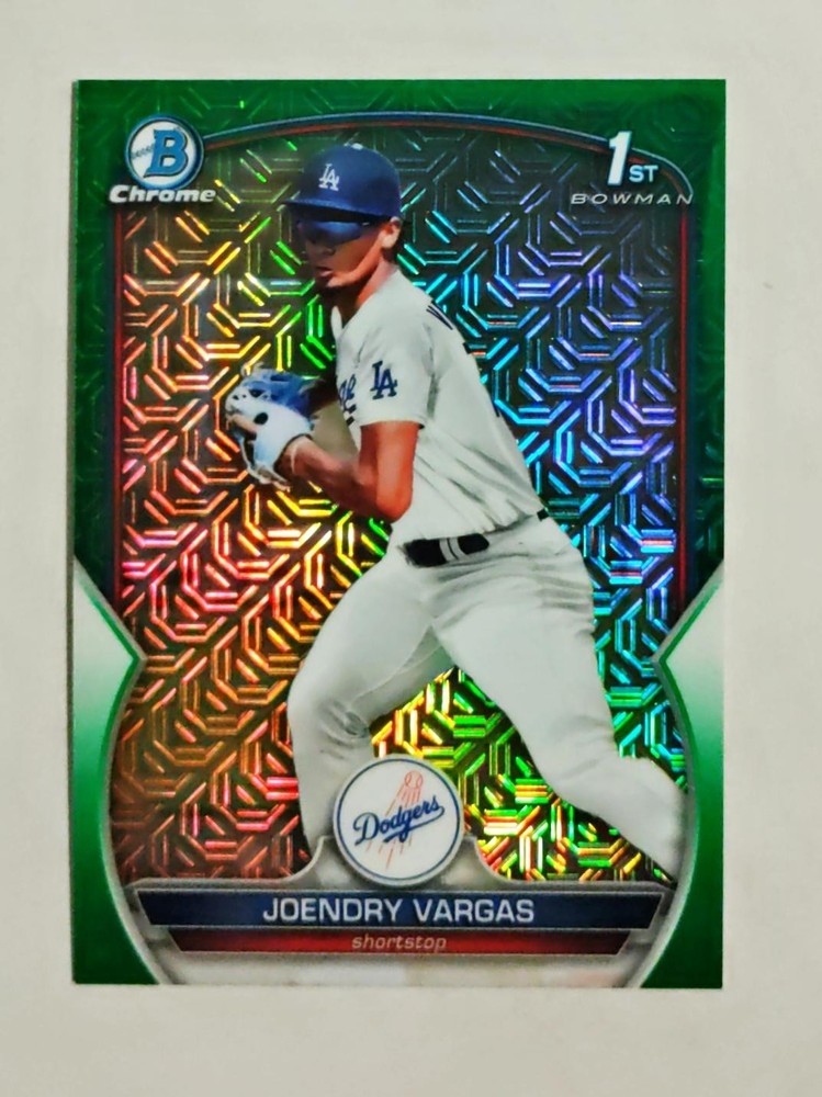 Joendry Vargas 2023 1st Bowman Chrome #BCP-218 Mega GREEN REFRACTOR 36/99 RC z8