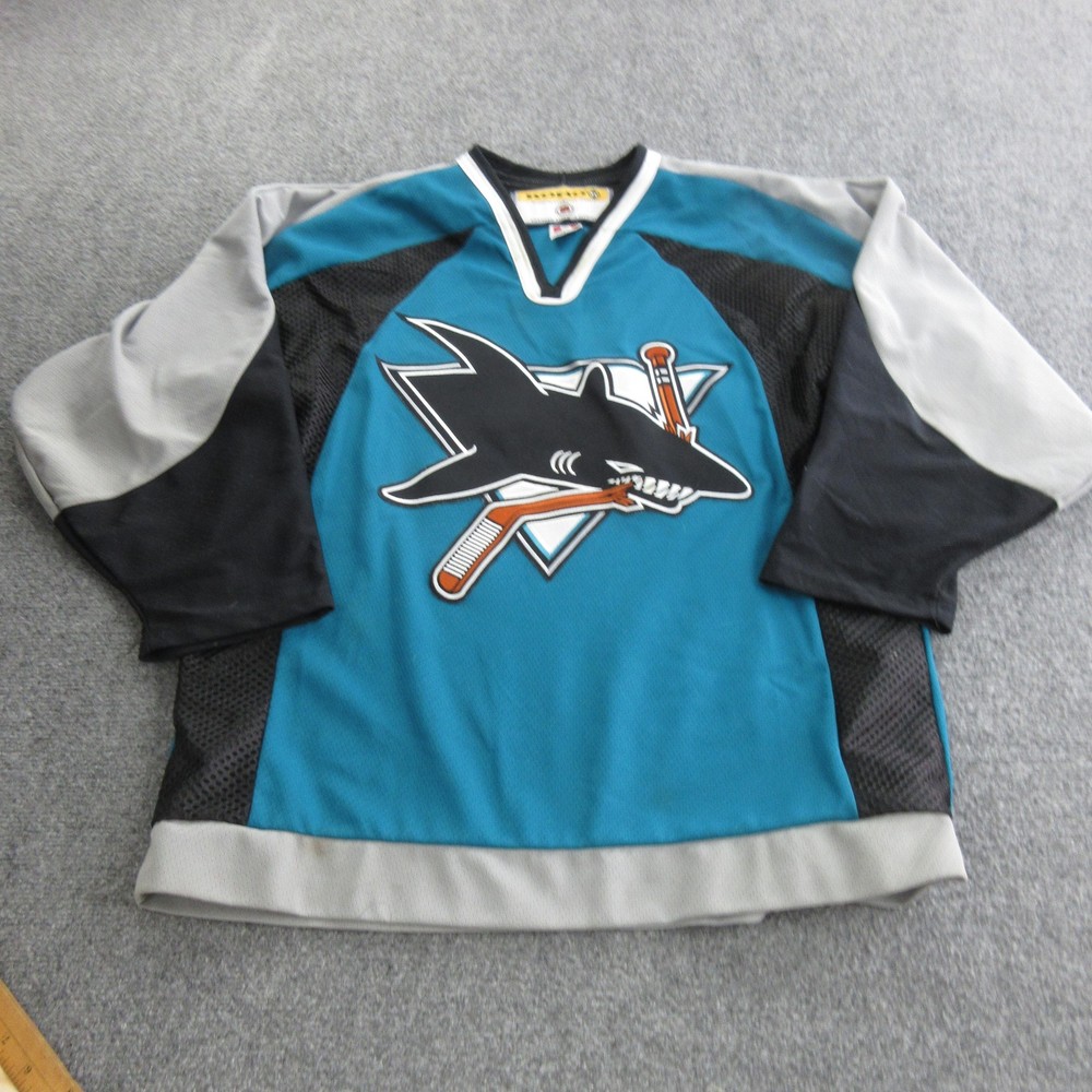 San Jose Sharks Hockey Jersey Mens Medium Teal Blue NHL Koho Air Knit Canada