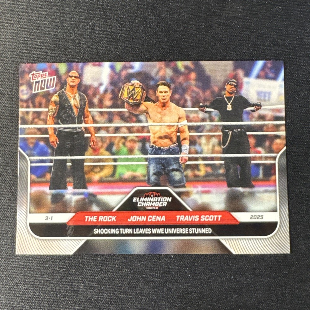 2025 Topps Now WWE The Rock John Cena Travis Scott Card 27 Elimination Chamber