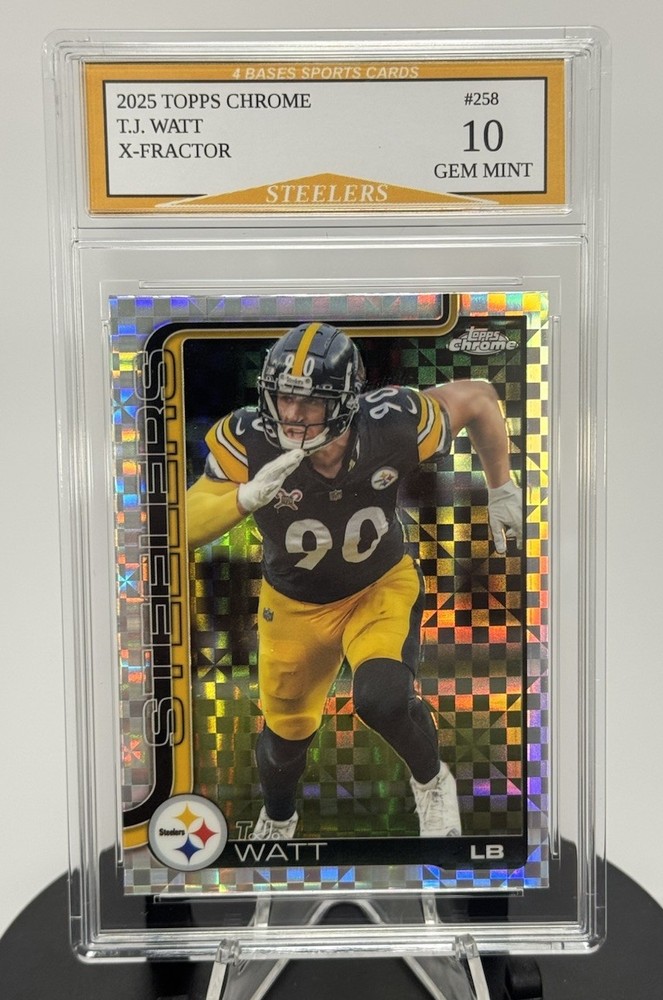 2025 Topps Chrome T.J. Watt Steelers X-Fractor Card #258 Gem Mint 10