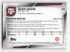 Mario Craver 2025 Bowman University Chrome Sapphire #165 Yellow Sapphire #/75