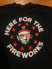 2026 Washington Nationals “Here For The Fireworks” Medium T Shirt Patriotic New