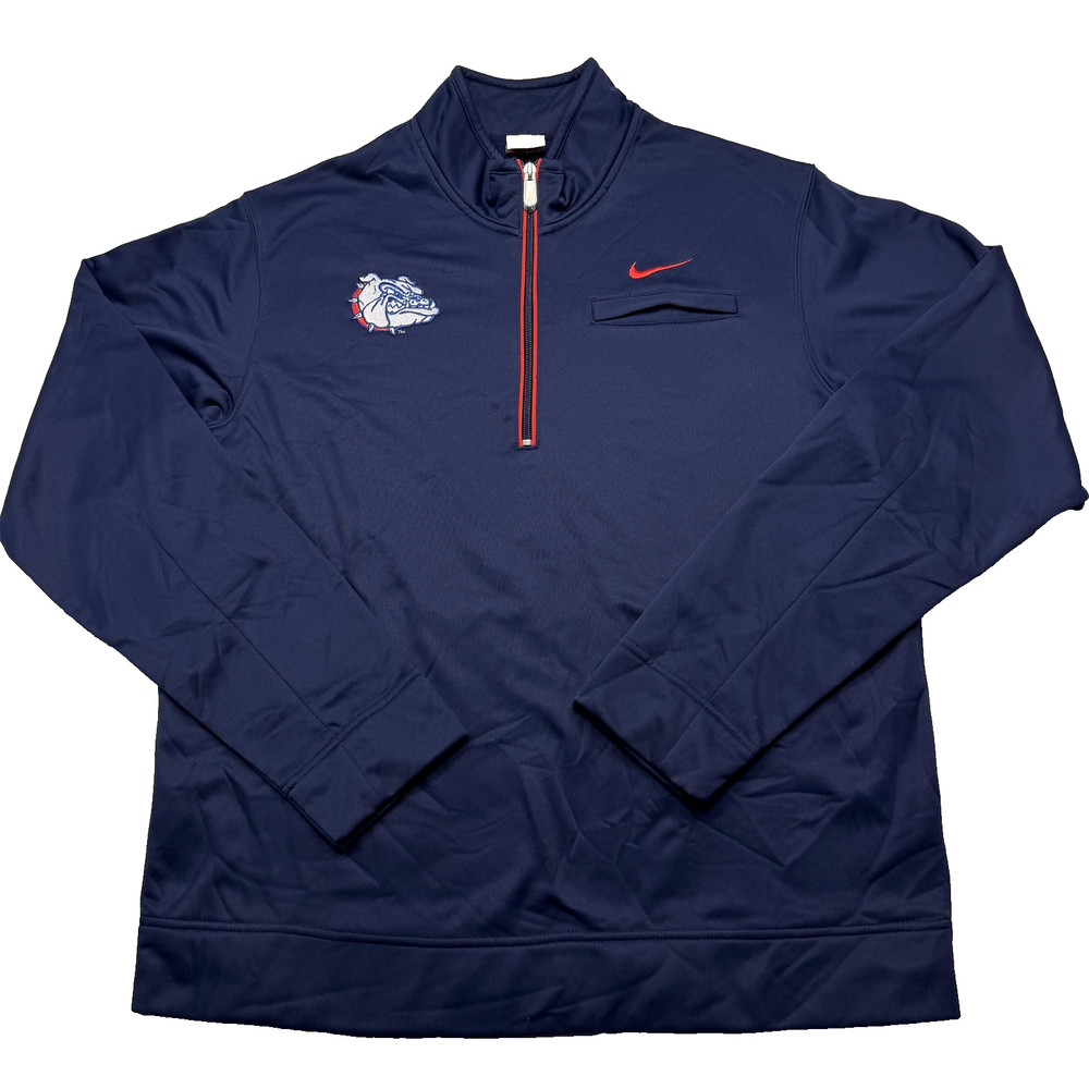 Gonzaga Bulldogs Sweatshirt Mens Large Blue Basketball Nike 1/4 Zip Performance