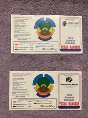 POCKET SCHEDULES MLB PAIR OF 2 1979 TEXAS RANGERS FARMERS-FIRST/FIRST OF FTWORTH