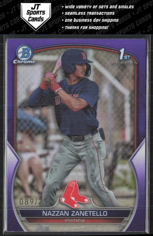 2023 Bowman Draft Nazzan Zanetello BDC-3 1st Purple Refractor /250 Red Sox