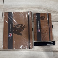 Carolina Panthers NFL Laser Engraved Brown Notepad Officially Licensed With Pens