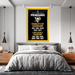 Pittsburgh Penguins 3×5 ft Banner Hockey NHL Stanley Cup Champions Flag