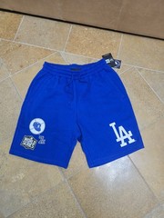 LA Dodgers New Era Blue Fleece 7.5&Prime; Shorts Above Knee Script Logo MLB Men Medium