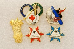 Vintage Jewelry Enamel Sports Event Pins Canada Olympic Park Skiing Calgary