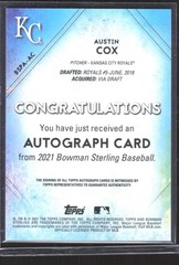 2021 Bowman Sterling Prospect Autographs Austin Cox #BSPA-AC