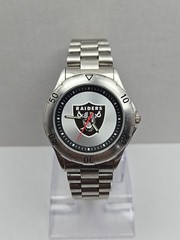 NFL Raiders Working Mens Watch By Game Time Silver Tone NEW BATTERY Working