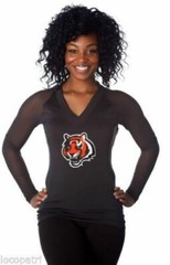 All Sport Couture NFL Womens Cincinnati Bengals Wildkat Black Shirt NWT XS-XL