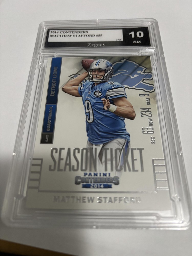2014 Panini Contenders Matthew Stafford #59 Season Ticket Legacy GM 10 Gem Mint